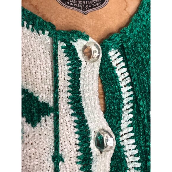 1980s EMMANUELLE KHANH Chenille. Green and White. Scottie DOG. Kitsch Pom-pom Bu - Picture 6 of 10
